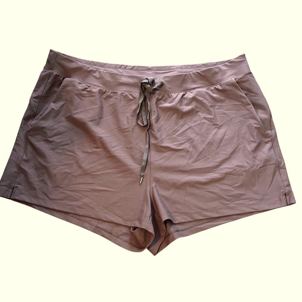 New Old Navy Active Powersoft High-Rise Go-Dry Shorts Brown Womens XXL - Picture 2 of 4